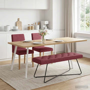 Panchina con bottoni imbottiti Rosso Vino 110 x 40 x 46 cm 42038374