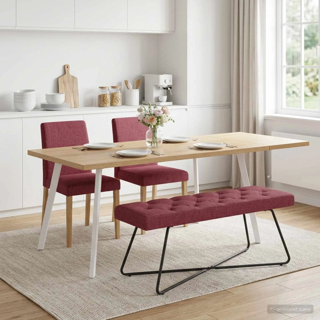 Panchina con bottoni imbottiti Rosso Vino 110 x 40 x 46 cm 42038374