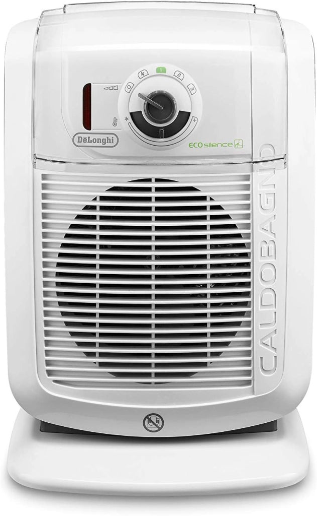 De'longhi hbc 3032 termoventilatore caldobagno, 3 livelli di potenza, funzione eco-silence, protezione antigoccia, ventilazione estiva, avvolgicavo, per ambienti fino a 65 m³