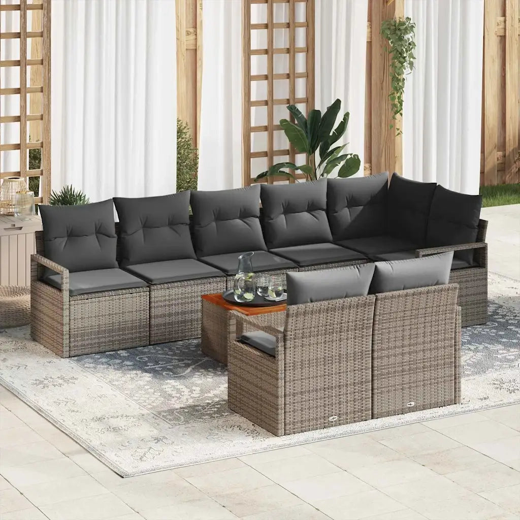 Set Divano da Giardino 9 pcs Grigio polyrattan 3356389