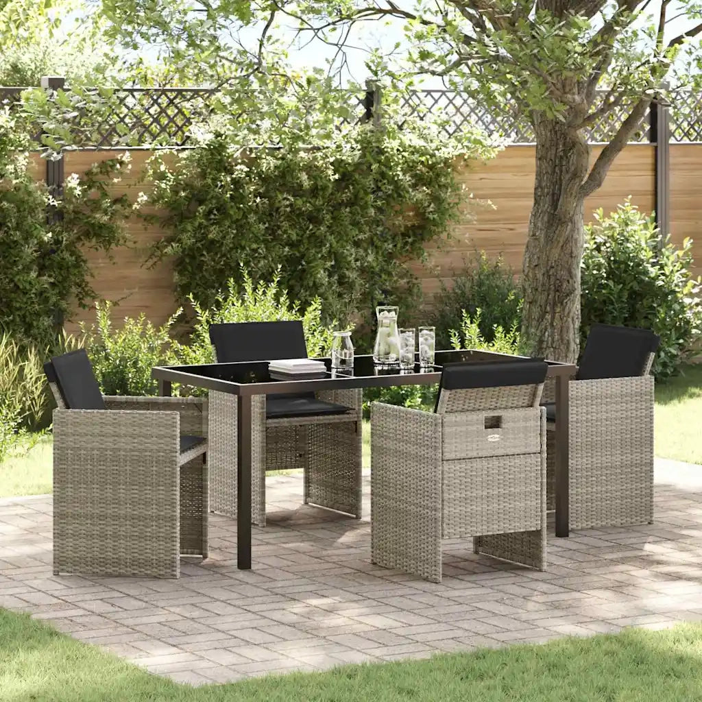 Set da Pranzo per Giardino 5 pcs Grigio chiaro polyrattan