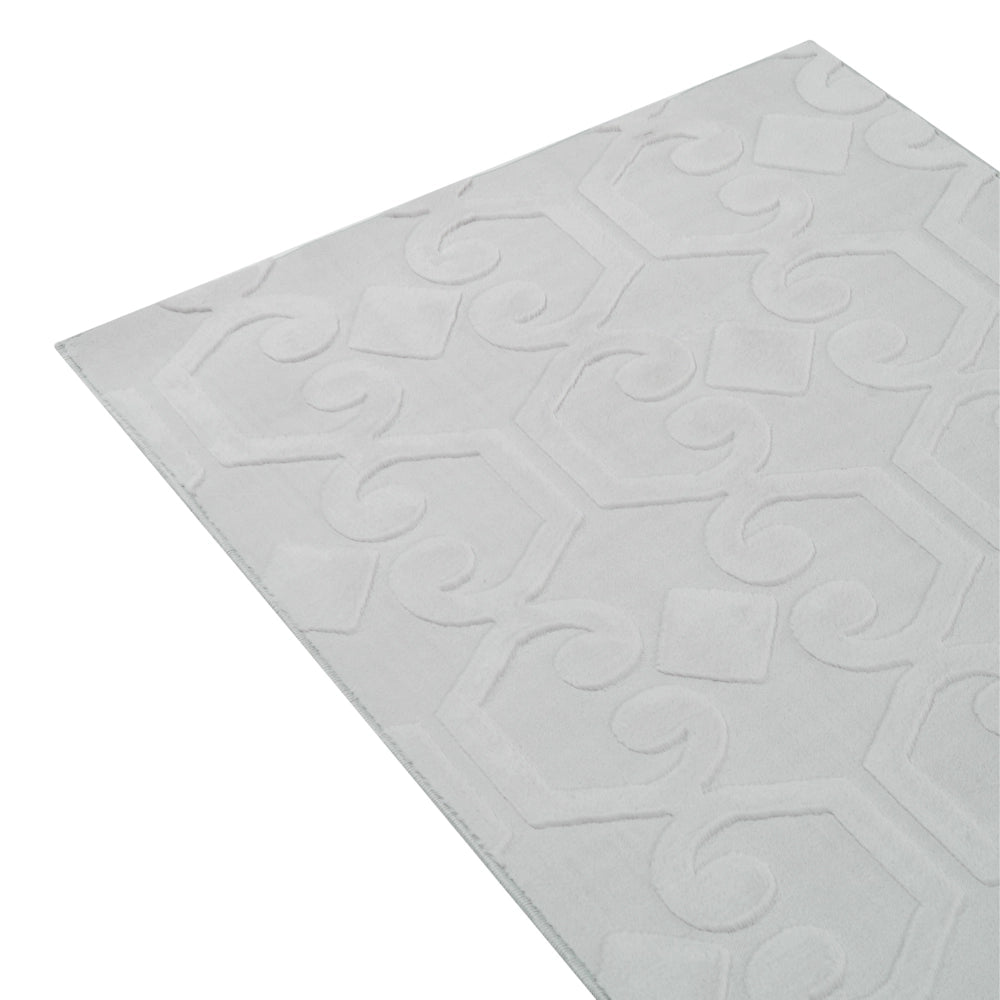 Tappeto decorativo rettangolare in jacquard 80 x 300 cm, grigio chiaro design elegante