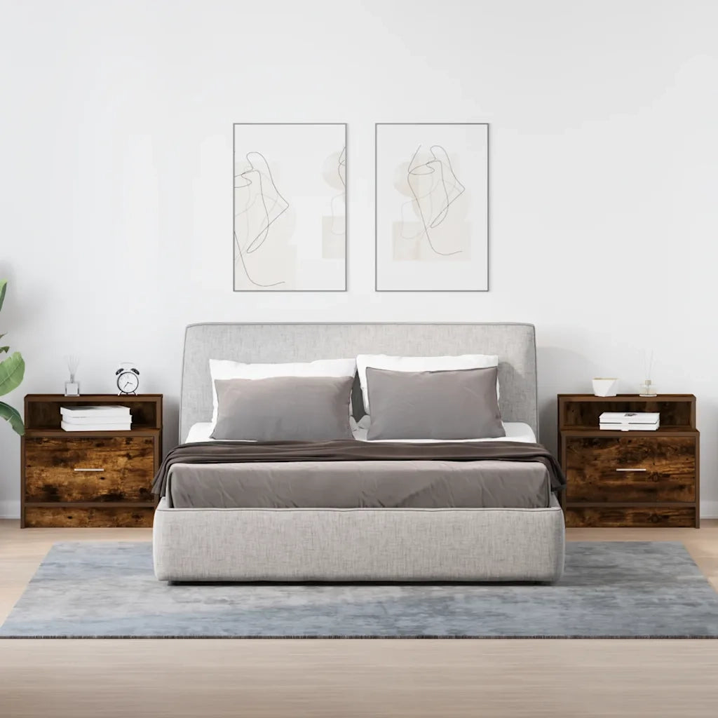 Comodini con Cassetto 2 pz Rovere Fumo 51x31x47 cm 858677