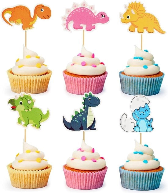 24 pezzi di decorazioni per torta dinosauro per tema dino per feste di compleanno dei bambini e baby shower