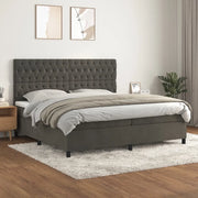 Giroletto a Molle con Materasso Grigio Scuro 200x200 cm Velluto 3143224