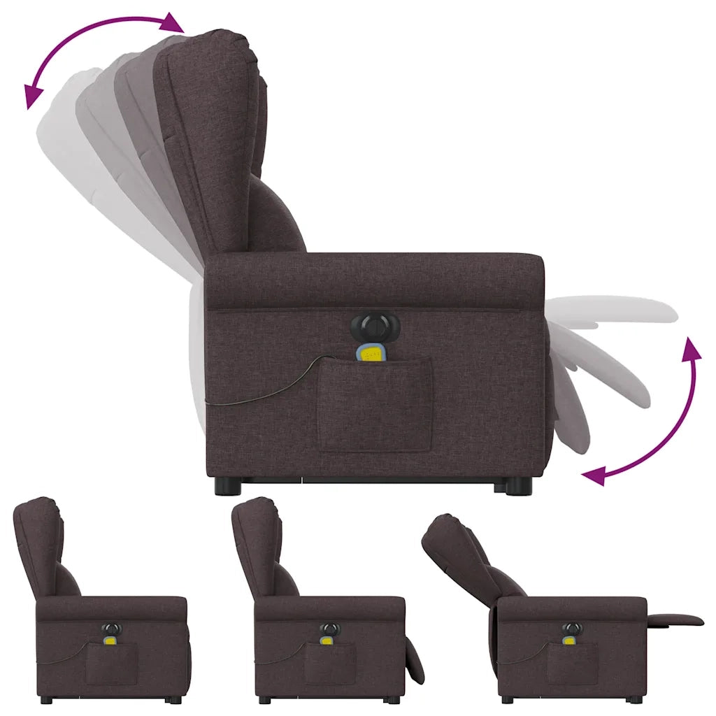 Poltrona Alzapersona Massaggio Elettrica Marrone Scuro Tessuto 3303409