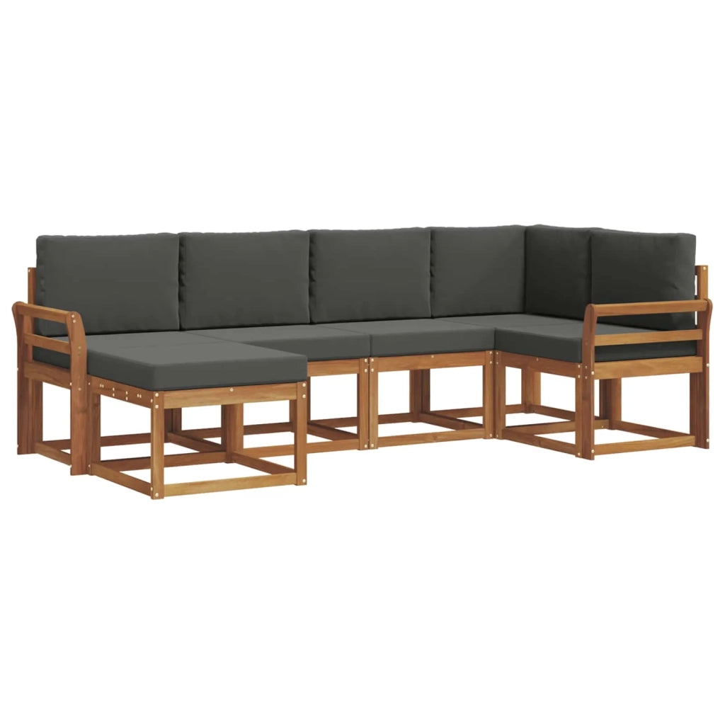 Set di divani da esterno con cuscino 6 pcs Naturale e Antracite