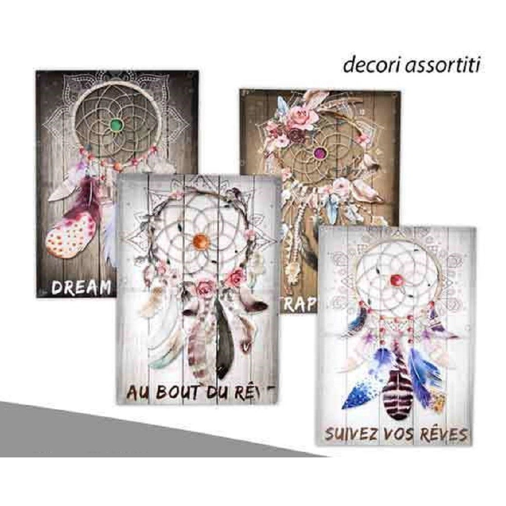 Trade Shop - Quadro Decorativo Tela Su Legno Decoro Indian 50x70x1,8cm Decori Assortiti 743474 -