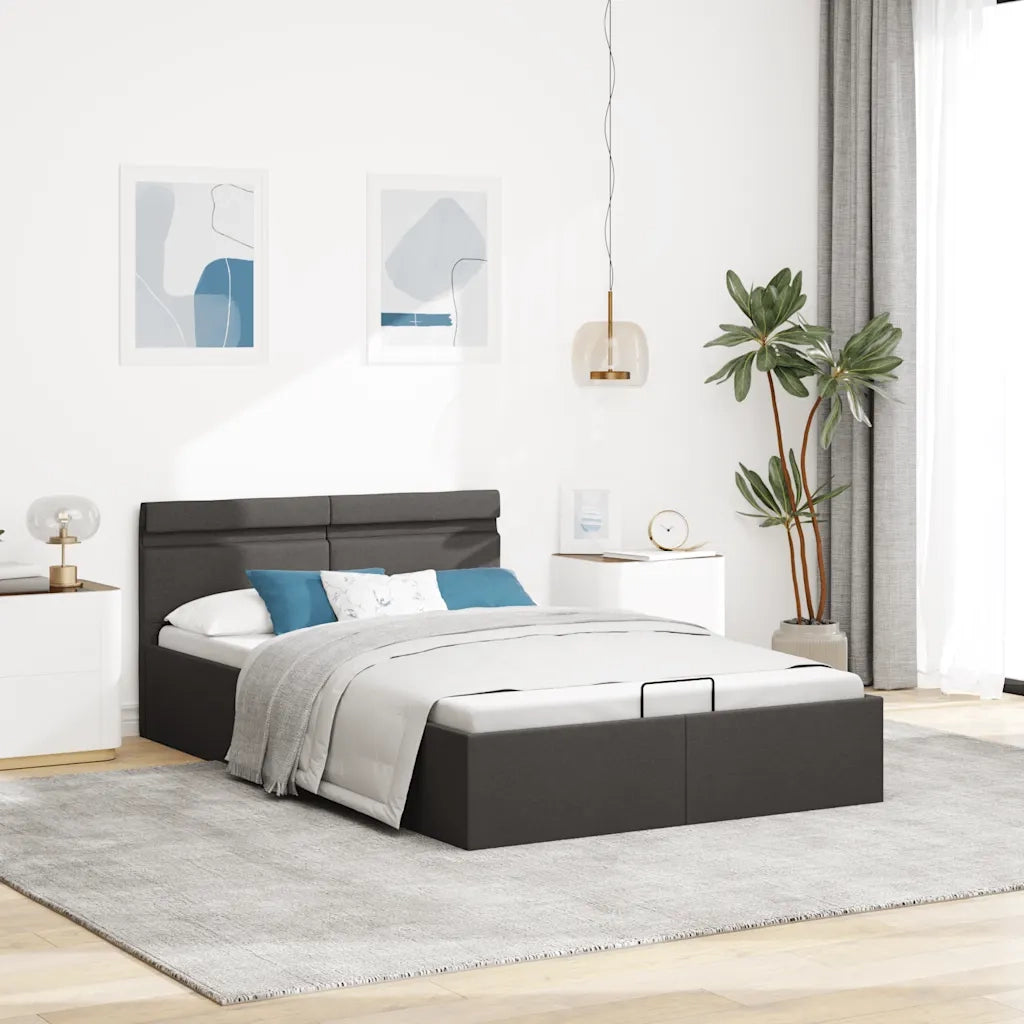 Giroletto con Contenitore e LED Grigio Scuro Tessuto 120x200 cm 285602