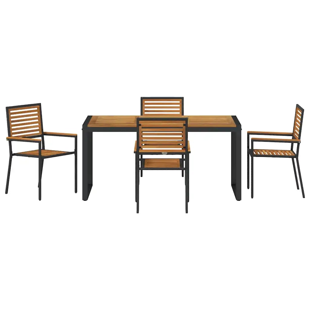 Set da Pranzo per Giardino 5 pcs Nero e Marrone polyrattan
