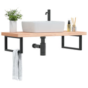 vidaXL Ripiano a Parete per Lavabo in Acciaio e Massello di Faggio