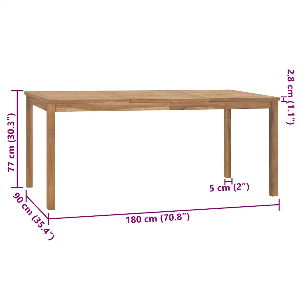 Tavolo da Pranzo da Giardino | Tavolino da esterno 180x90x77 cm in Massello di Teak
