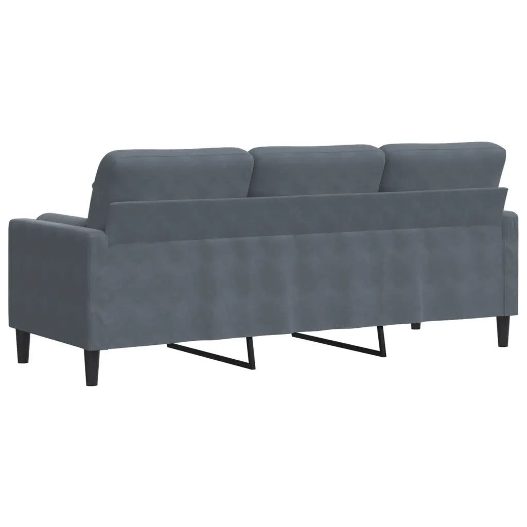 vidaXL Divano a 3 Posti con Cuscini Grigio Scuro 180 cm in Velluto
