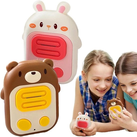 Walkie-talkie portatile per bambini - forma coniglio e orso - funziona con batterie - walkie-talkie giocattolo senza fili con funzione silenzio per interni e esterni.