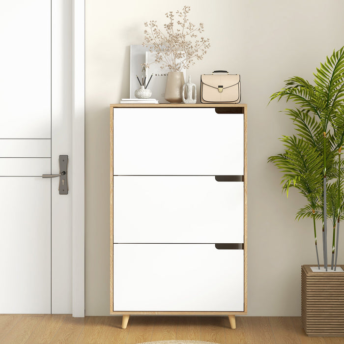 Scarpiera Salvaspazio 18-24 Paia di Scarpe a 3 Cassetti  72x24x119 cm in Truciolato Bianco