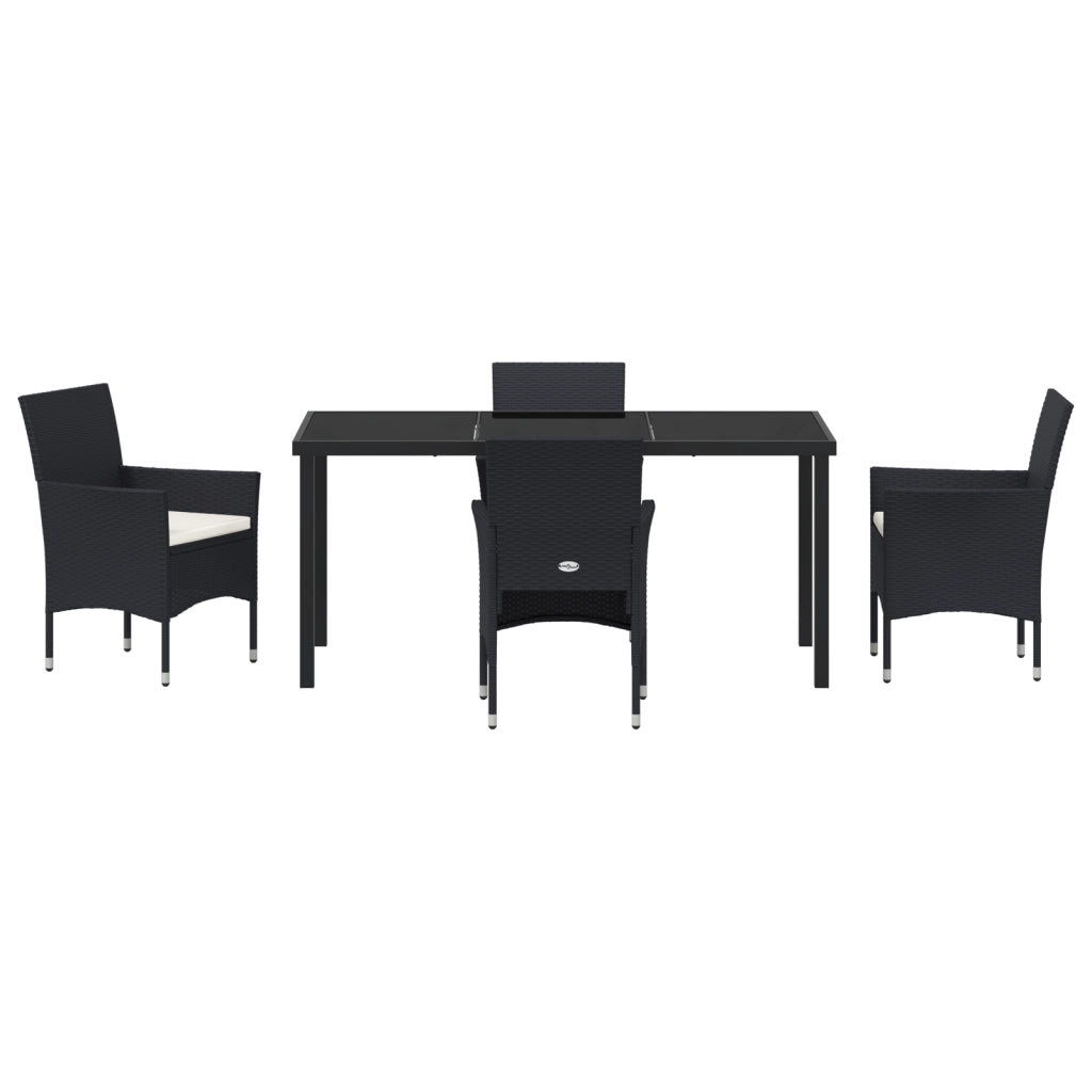 Set da Giardino da 5 Pezzi Neri in Polyrattan
