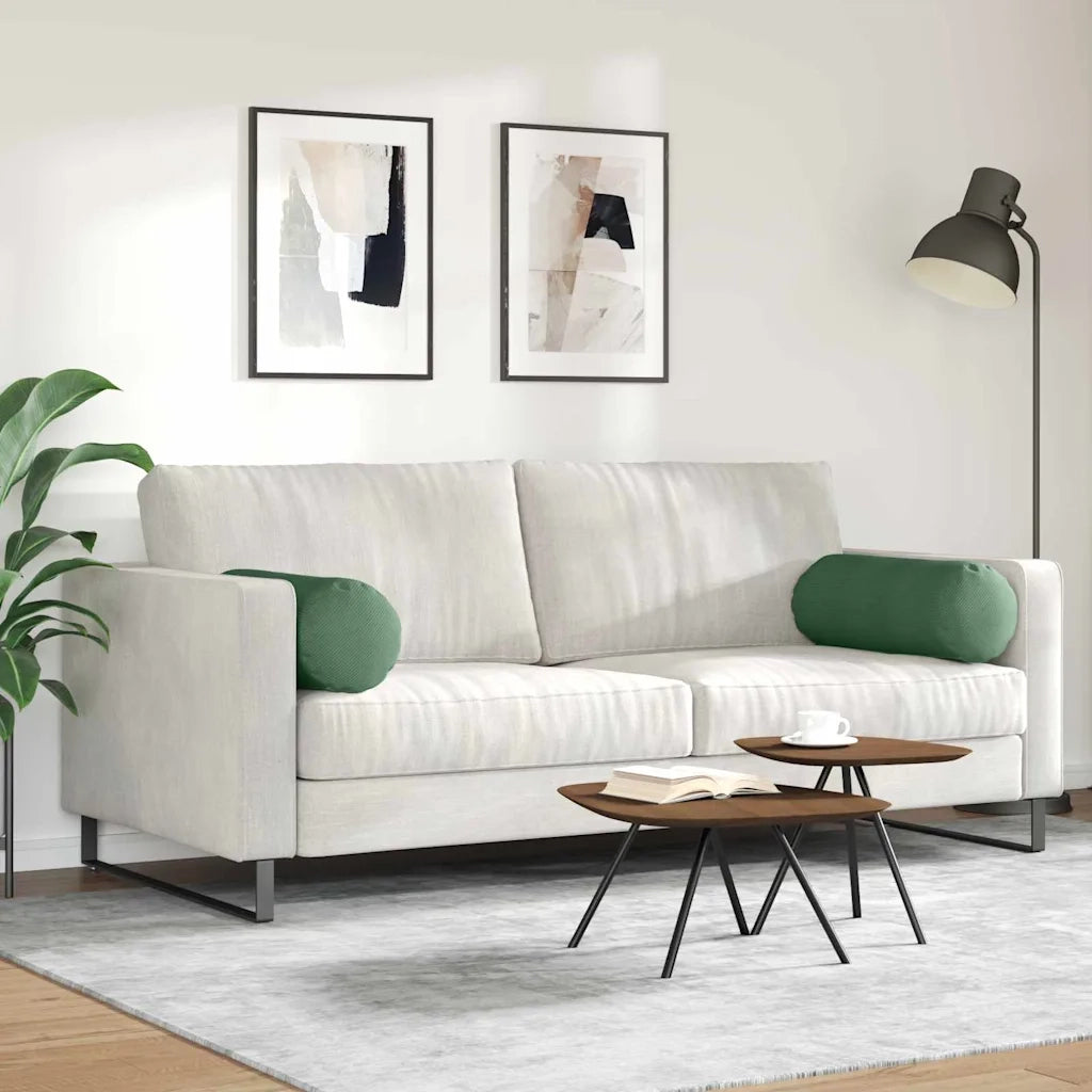 Cuscini a rullo 2 pz | Cuscini per sedie Verde Scuro ? 25 x 70 cm Tessuto in Cords