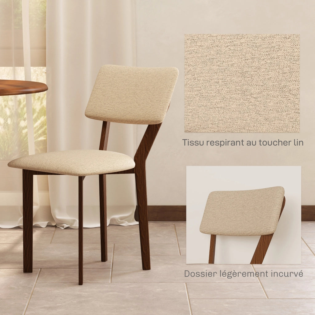 Sedia da pranzo ¨C Zephmum ¨C Legno Tissuto Beige 49x56x85 cm