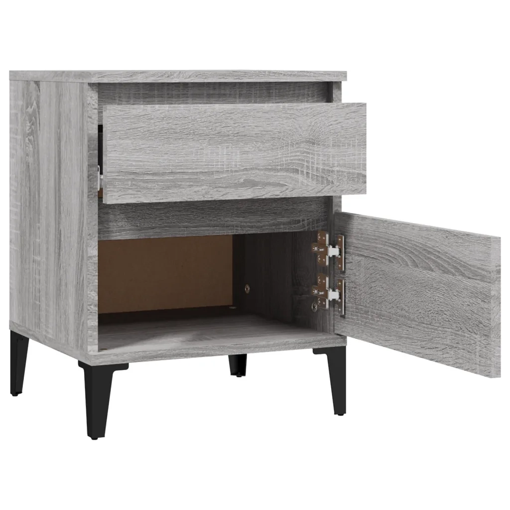 Comodino 2 pz-Set di 2 Tavolino da notte Grigio Sonoma 40x35x50 cm 815538