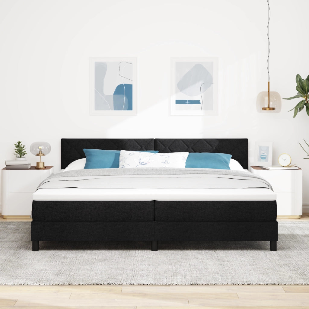 Letto con Box Spring e Materasso & LED Nero 200x200 cm Tessuto