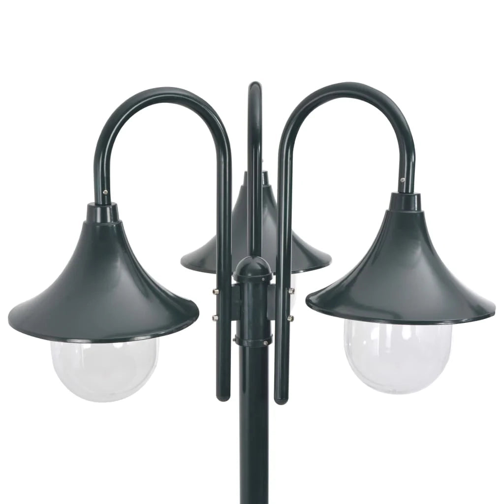 Lampada da terra da giardino E27 220 cm alluminio 3 lanterne verde scuro 02_0042543