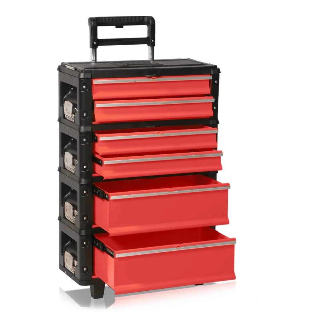 Carrello portautensili a 4 vie 1.1.2.2, colore rosso