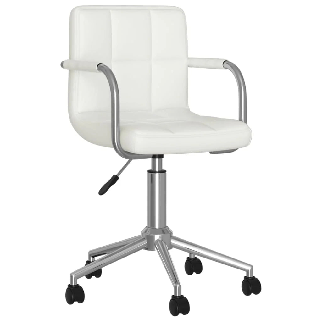 Sedia girevole da ufficio/sedia da studio/sedia da computer/sgabello/letto in similpelle bianca 02_0024048