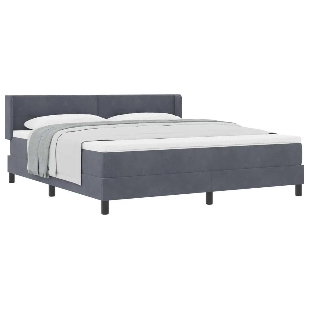 Letto a molle con testiera Grigio scuro 200 x 180 cm Poliestere
