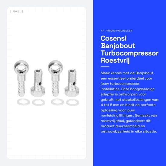 Adattatore in acciaio inossidabile - Turbocompressore - Adatto per tubi di raccordo per carburante da 4 a 5 mm - 4 Pezzi