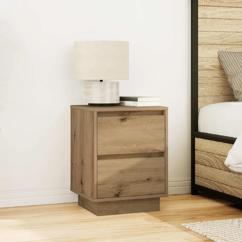 Comodini con Luci a LED 2 pz Rovere Artigianale 38x34x50 cm 861300