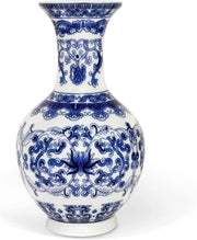 Vaso tradizionale cinese - Porcellana bianco e blu - 14 cm