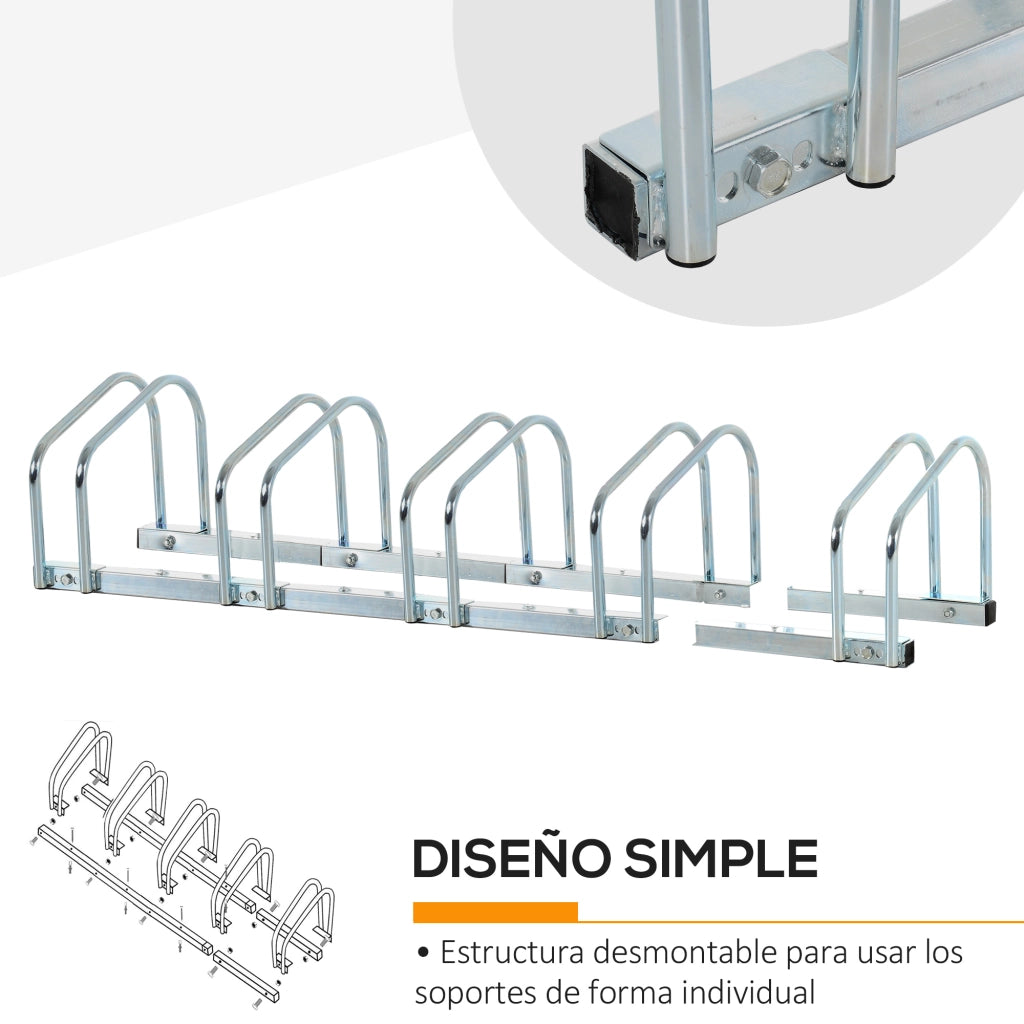 Parcheggio Biciclette per 4 ¨C zephmum ¨C Acciaio Argento 110x33x27 cm