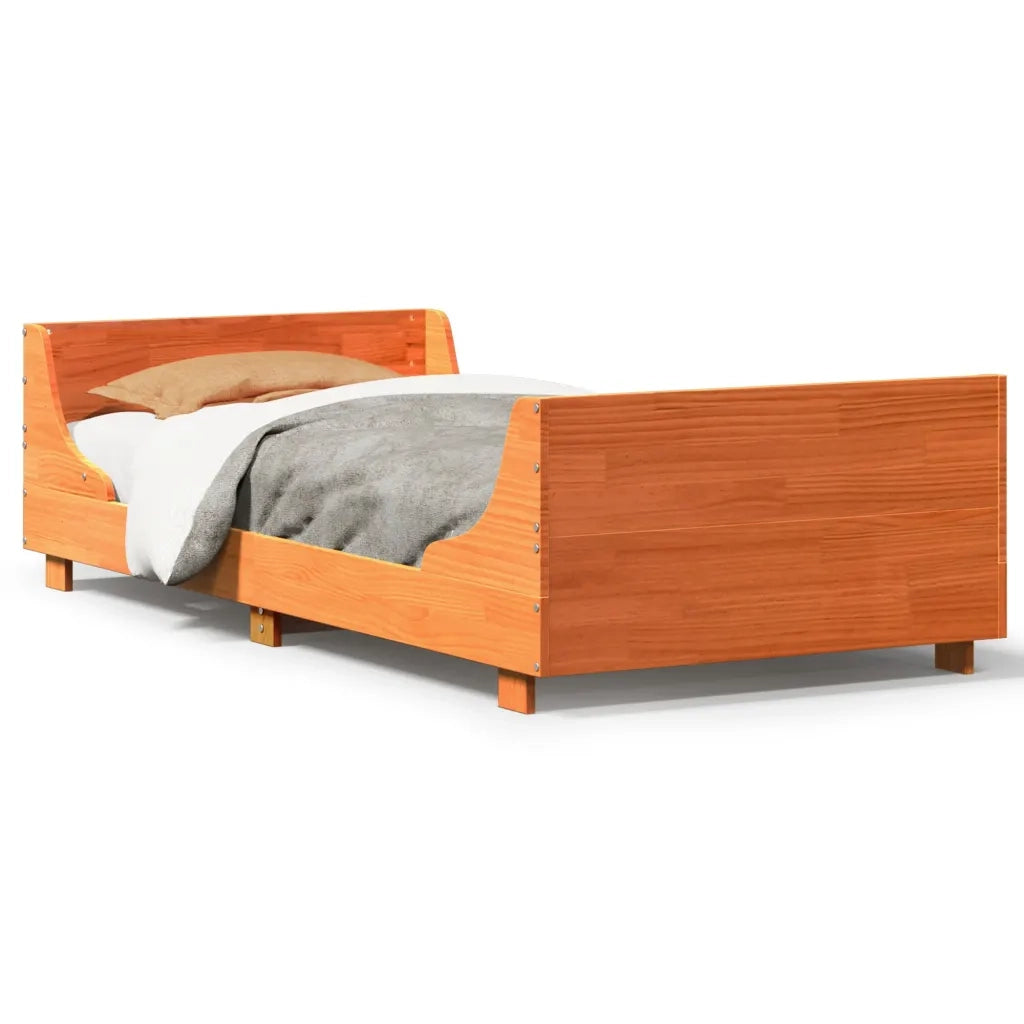 Letto senza Materasso-Struttura Letto Marrone Cera 90x200 cm Legno di Pino 719144