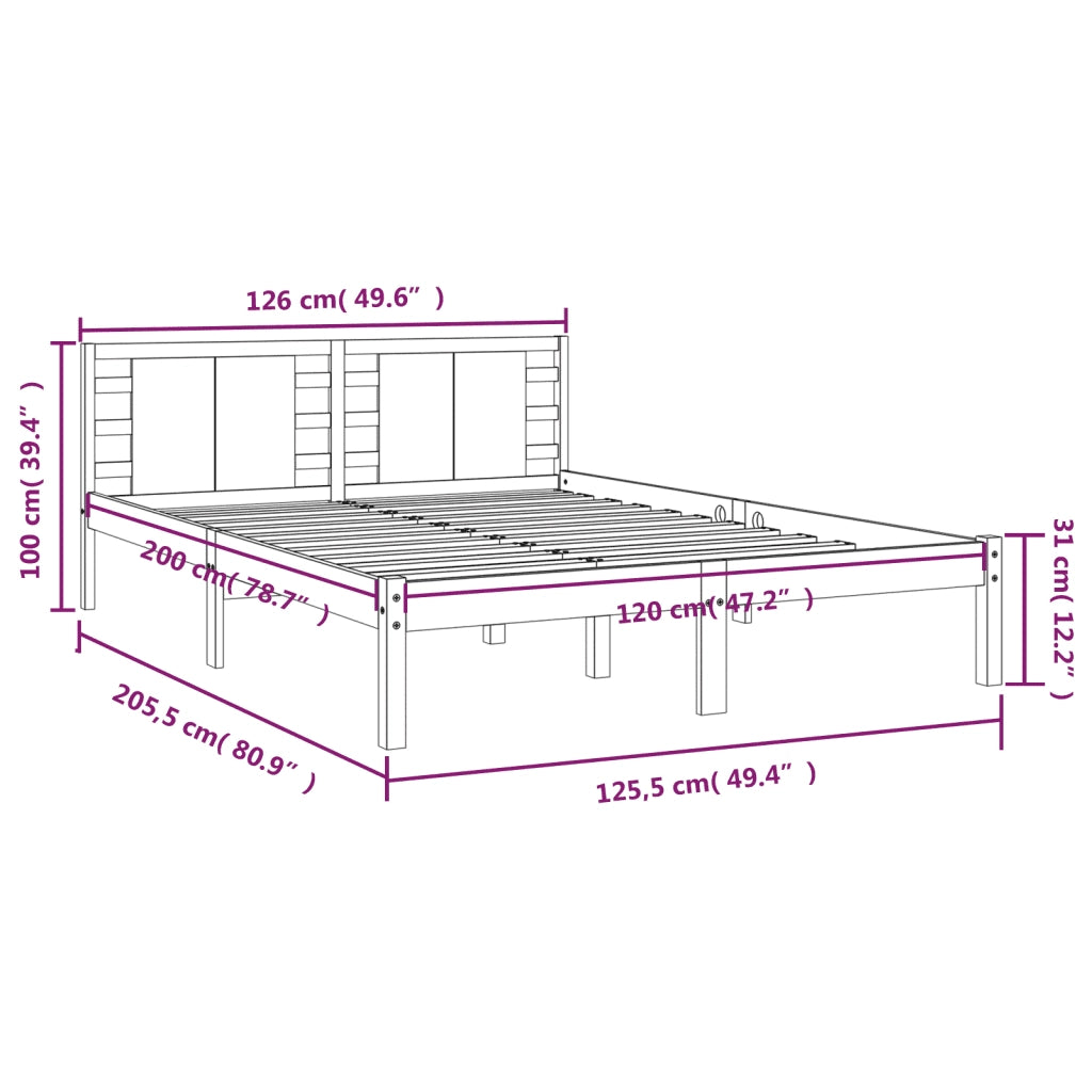 Giroletto senza Materasso-Struttura Letto Bianco 120x200 cm Legno Massello Pino 921688