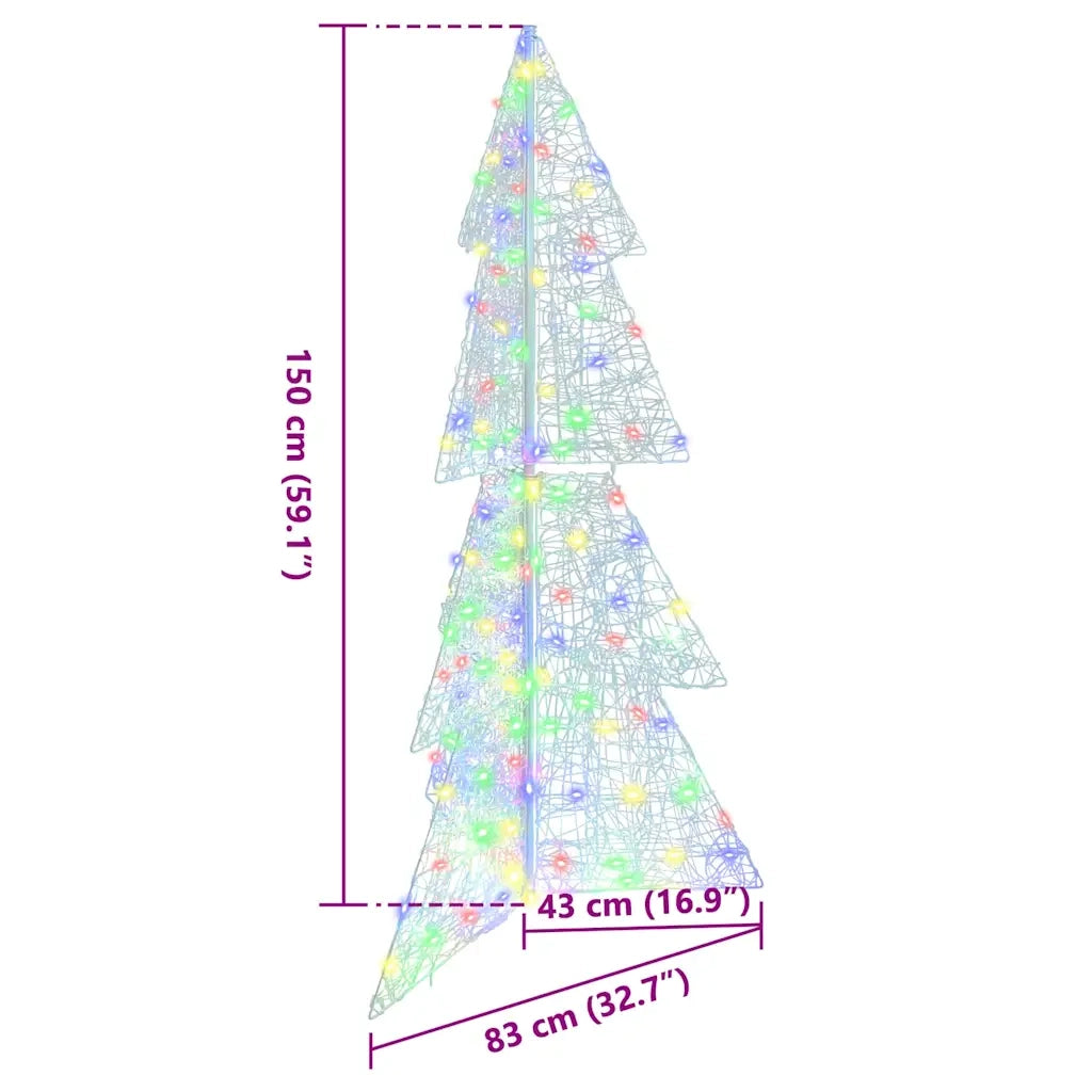 Albero di Natale con 160 LED Multicolore 150 cm Acrilico