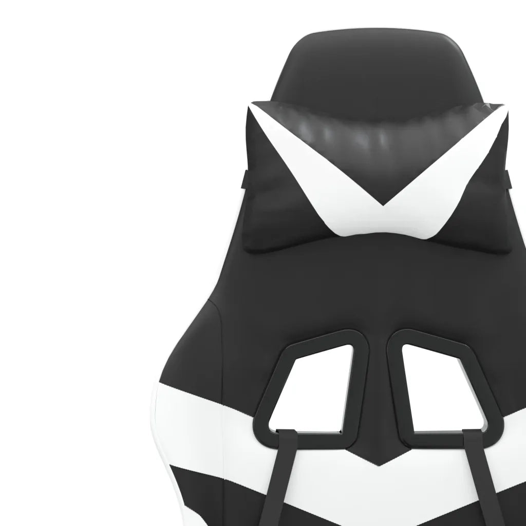 vidaXL Sedia da Gaming Girevole Poggiapiedi Nero e Bianco Similpelle