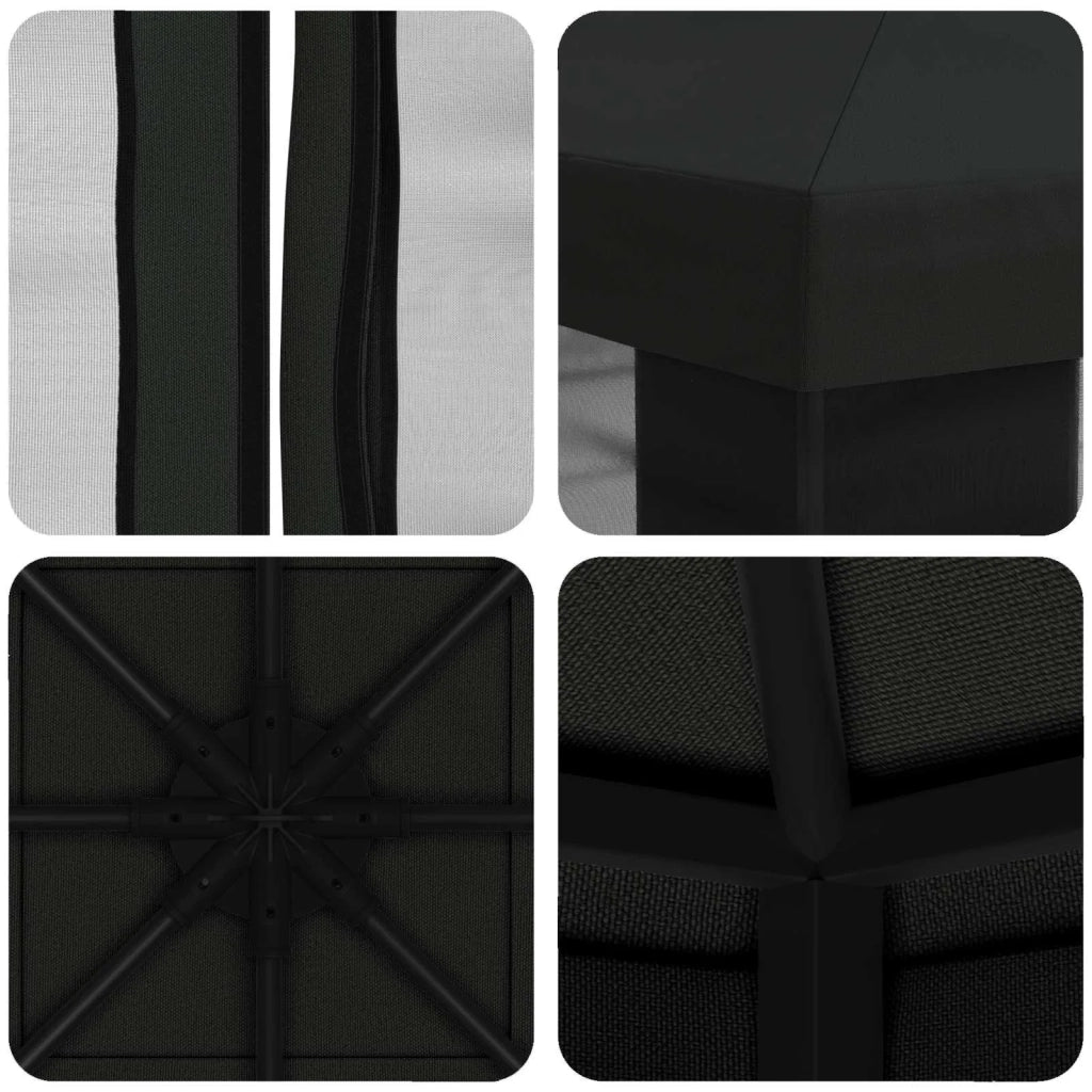 Gazebo da giardino con pareti laterali 3 x 3 m Nero