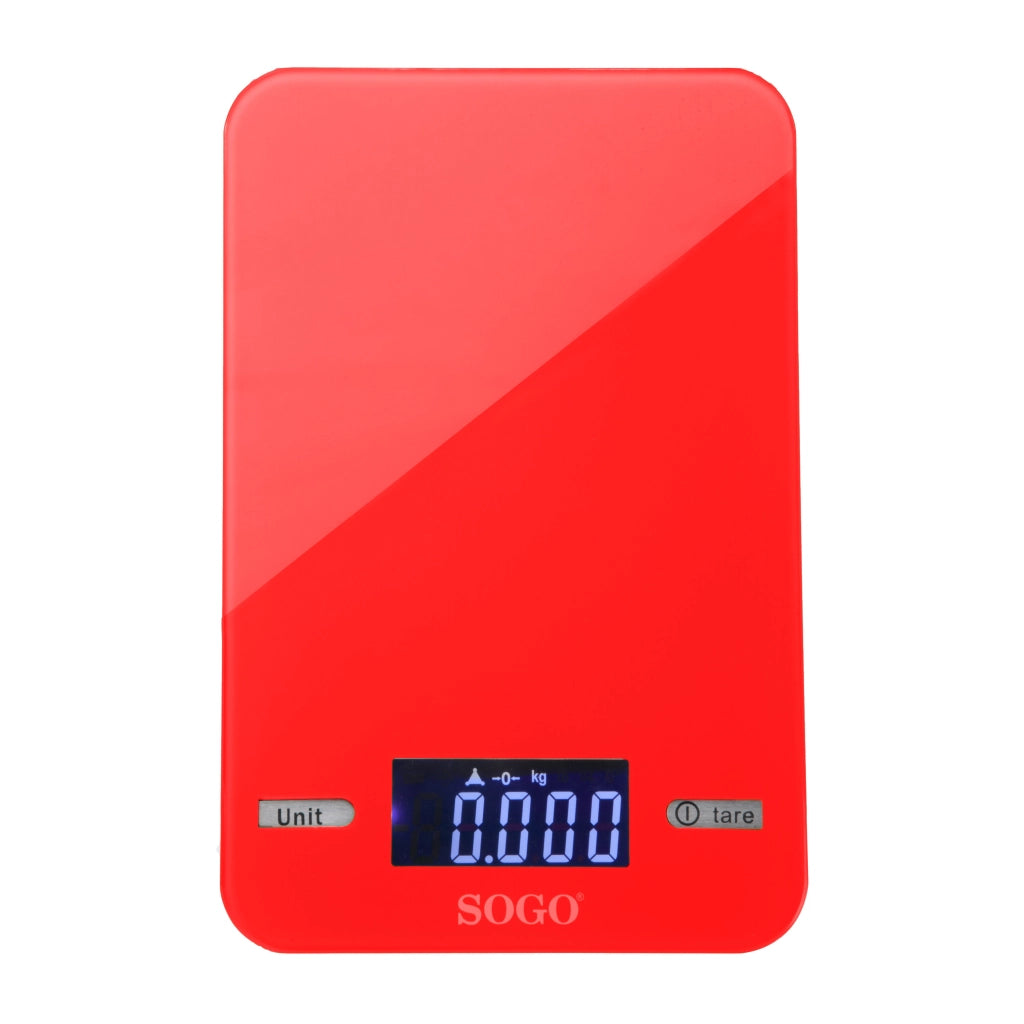 SOGO Bilancia da Cucina Elettronica 5kg Rossa, Design Moderno, Display LED, Funzione Tare, Compatta e Precisa