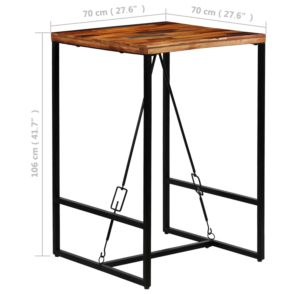 Tavolino da Bar in Legno Massello di Recupero 70x70x106cm cod mxl 18994