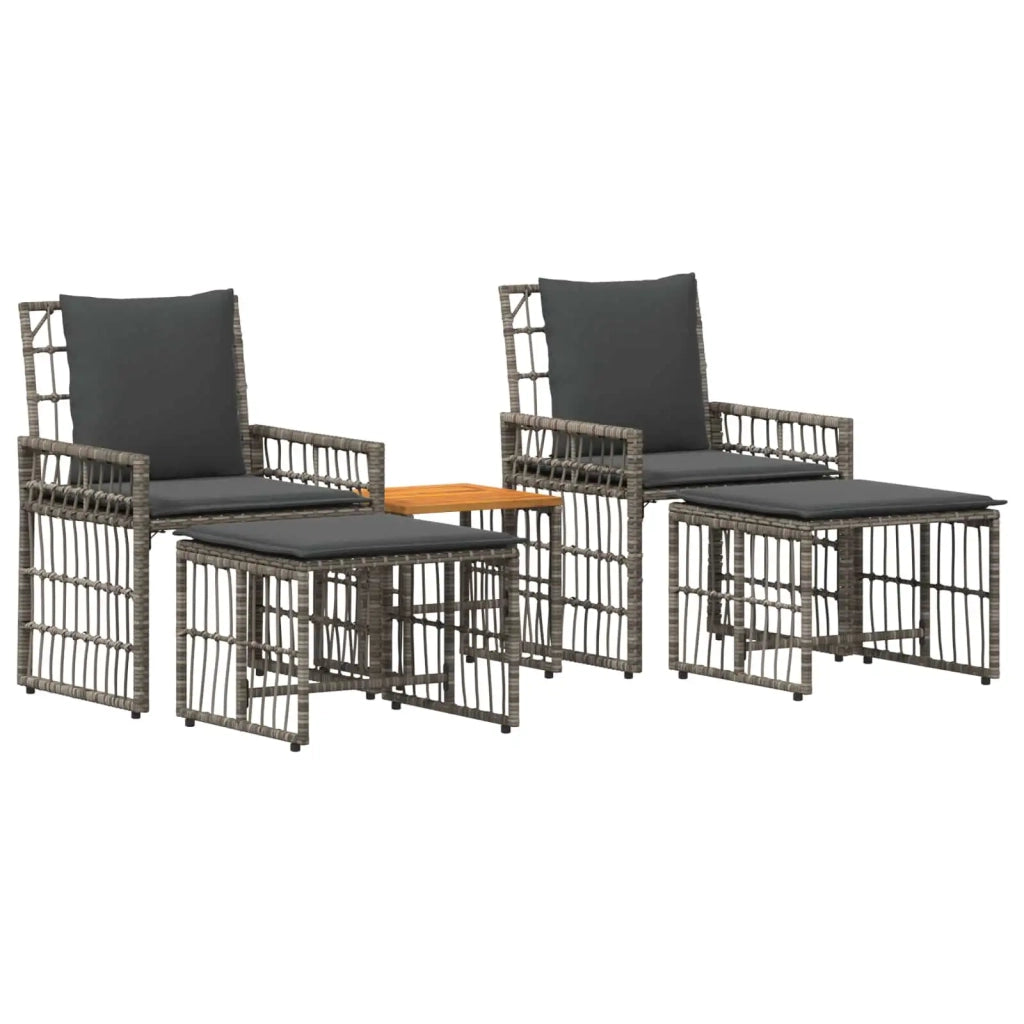 Set di Mobili da Esterno 5 pcs Nero e Grigio scuro