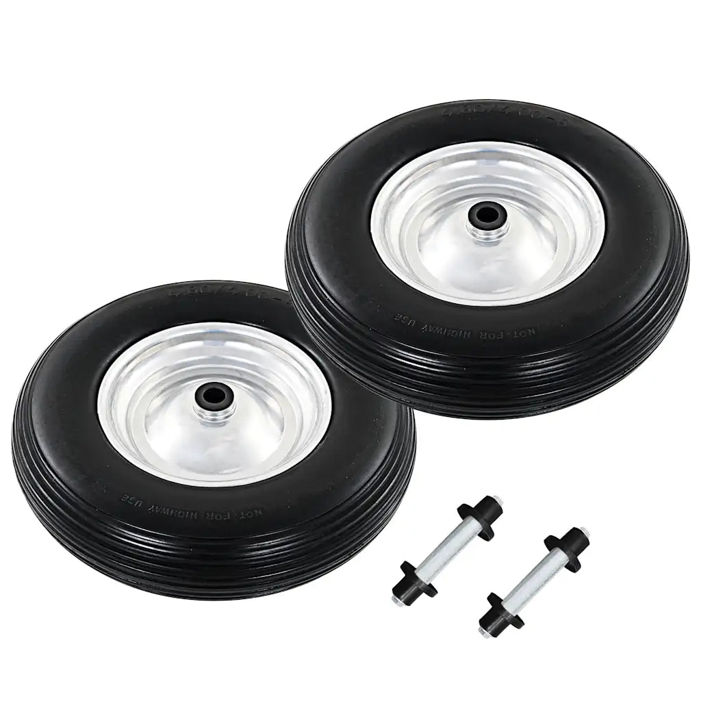 Ruote per Carriola 2 pz con Asse in PU Solido 4.00-8 390 mm cod mxl 67500