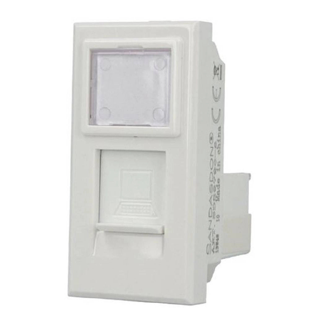Trade Shop - Presa Dati Connettore Rj45 Cat6 Bianco Coperchio Compatibile Bticino Axolute -