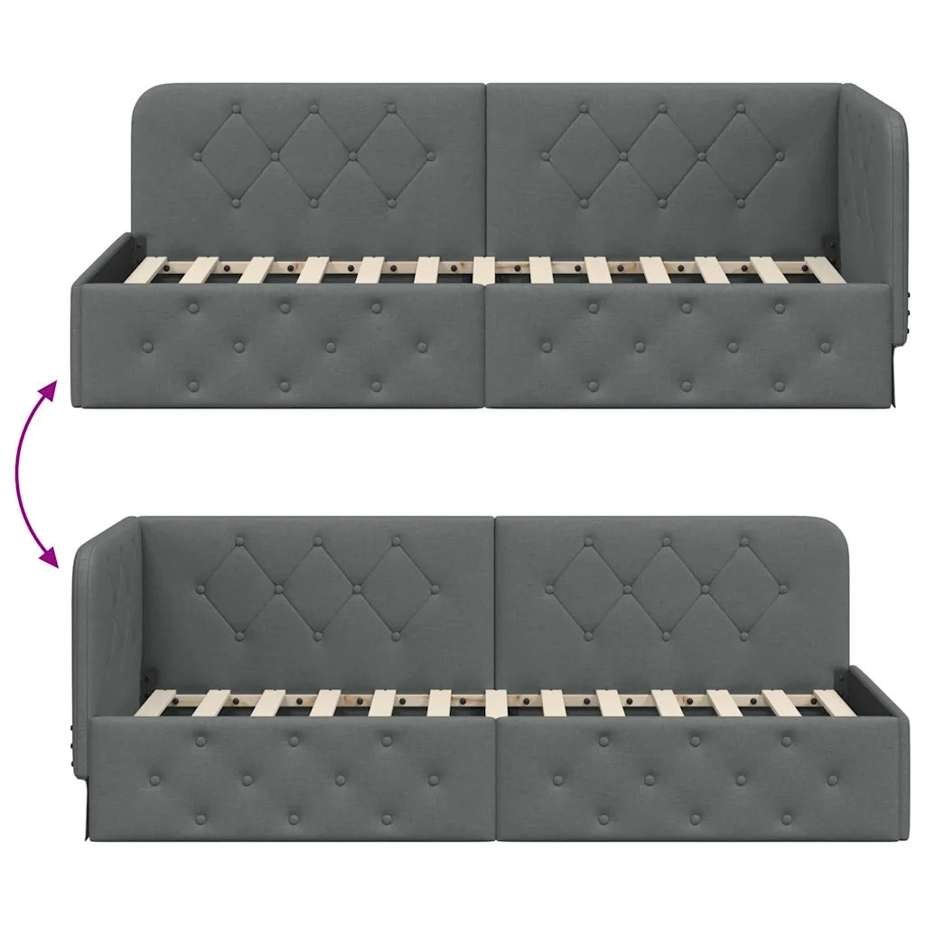 Cornice del letto ad angolo Grigio scuro 80 x 200 cm Tessuto 42016480