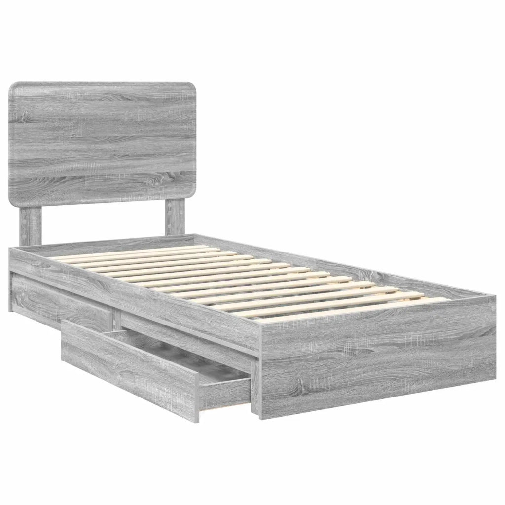 Letto con Contenitore con testiera Grigio Sonoma 75 x 190 cm 3412740