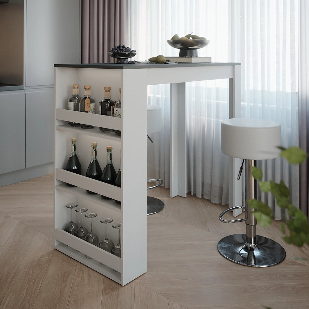 Vicco tavolo bar con sgabelli Bianco/antracite 57 x 117 cm con 2 sgabelli da bar