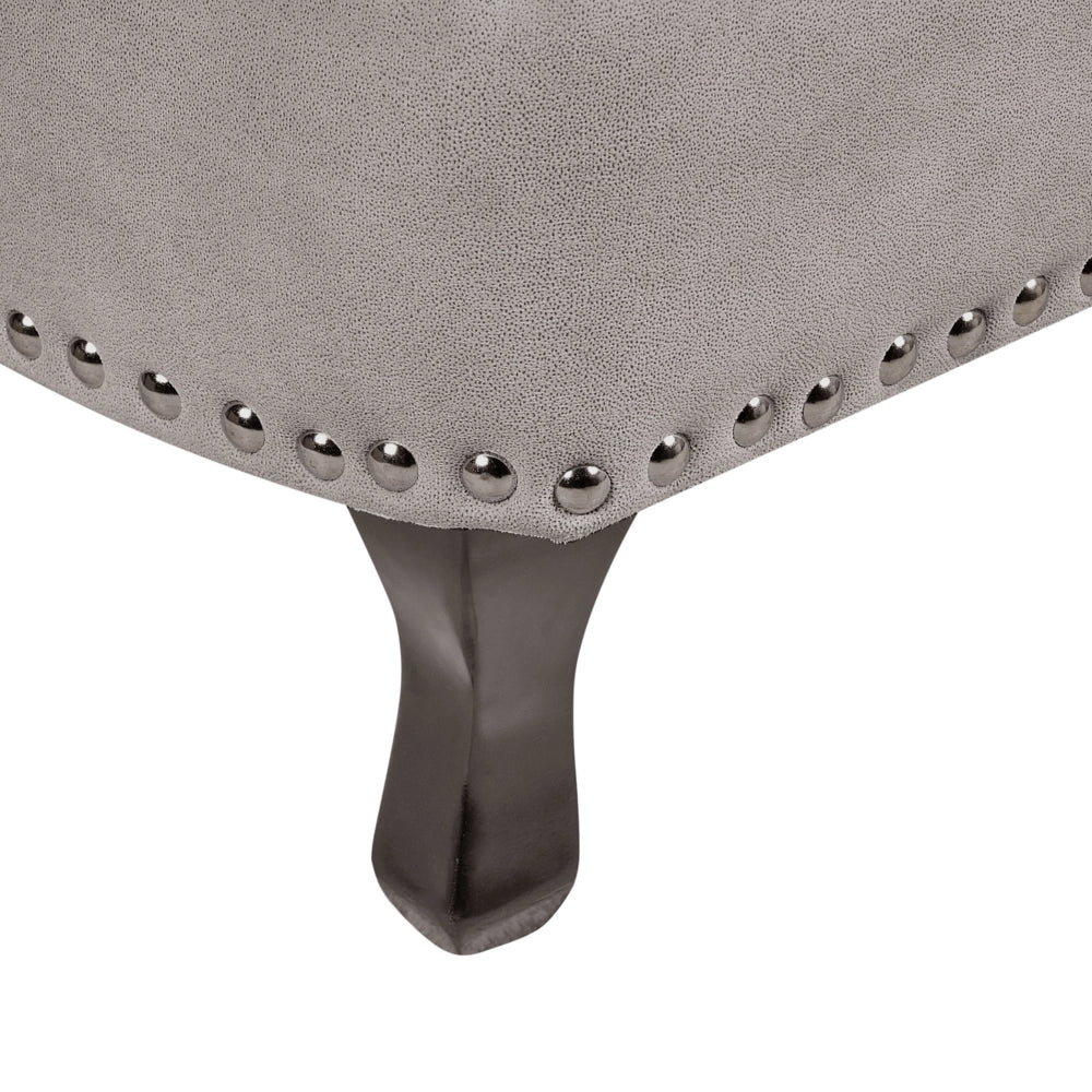 Chaise longue in velluto tortora versione sinistra Con Bottoni stile retrò