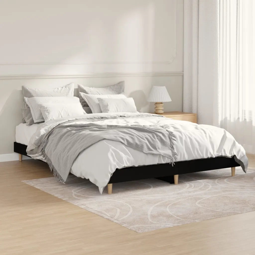 Giroletto-Struttura Letto Nero 140x190 cm in Legno Multistrato 852229