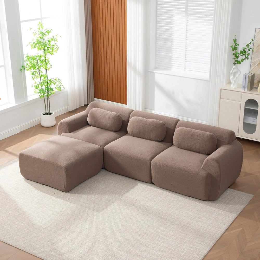Divano Modulare in Tessuto Chenille ¨C MINIMAL ¨C Beige, Schiumato 30D