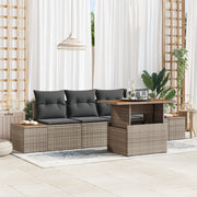 Set Divano Giardino 5 Pezzi con Cuscini Grigi Rattan Polietilena