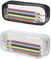 Set di custodie trasparenti 2 pezzi, custodie PVC trasparenti, custodie estetiche, accessori per la toilette, contenitori cosmetici (nero e bianco)